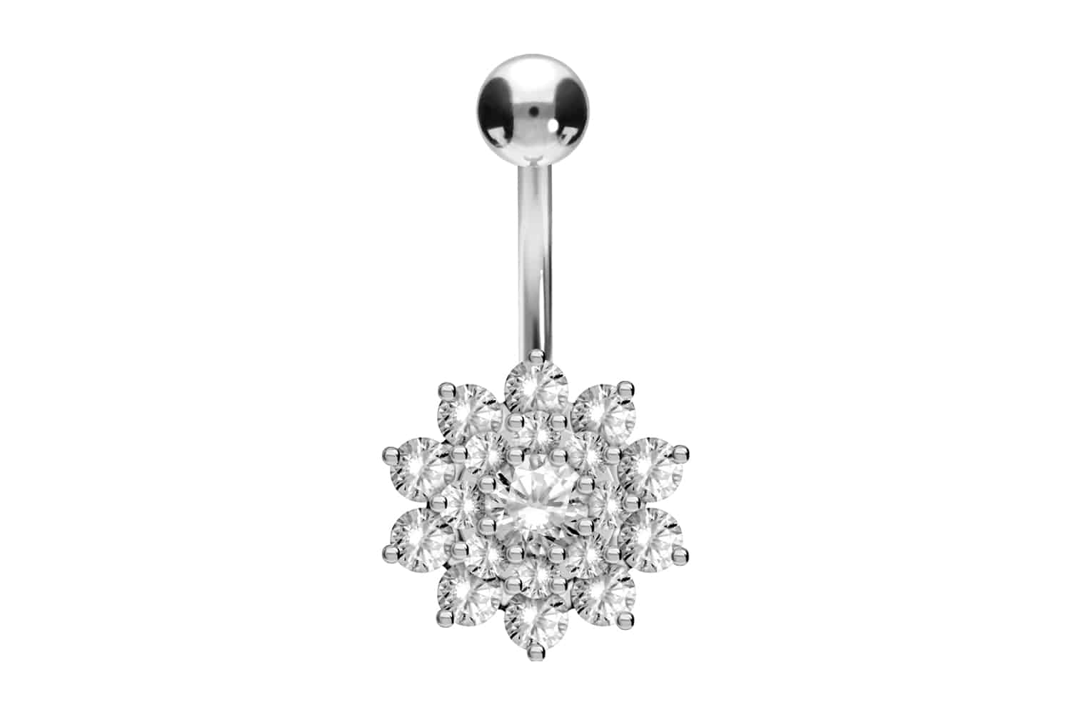 Titan Bananabell Piercing mit 925er Silber-Design KRISTALLBLUME